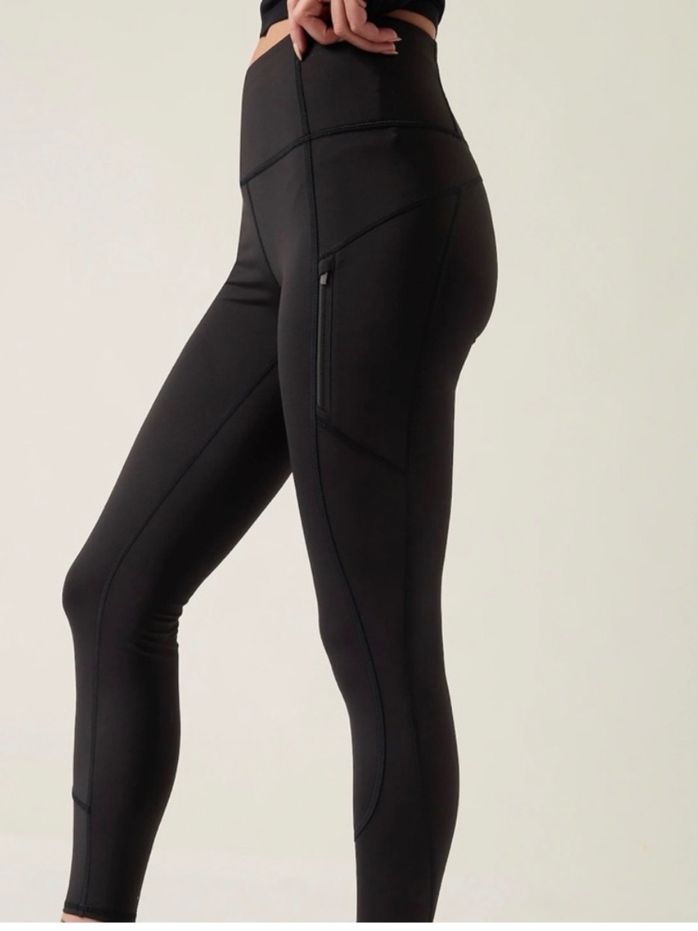 Athleta Rainier Fleece Lined Leggings high rise sz LP 24inch inseam